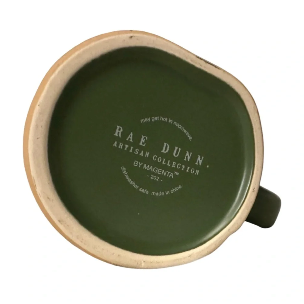 NEW Rae Dunn Artisan Dad Mug Green Tan Duck Double Sided Coffee Cup